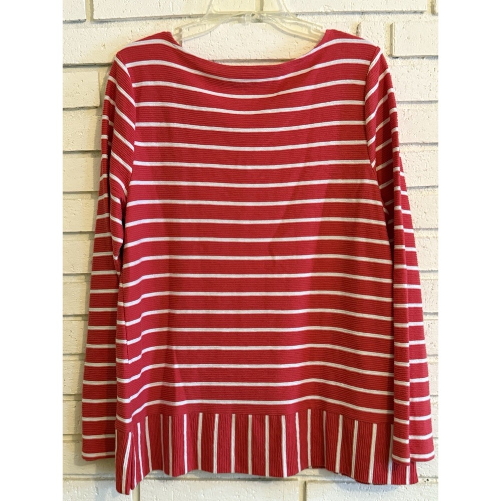 Talbots Red and White Striped Blouse - Picture 4 of 5